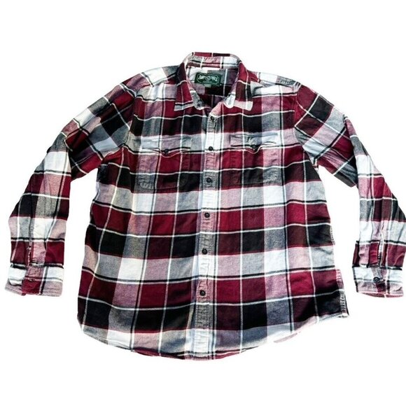 American Eagle Men's Sz XXL Red White Black Plaid Flannel Button Up Shirt - Picture 8 of 8